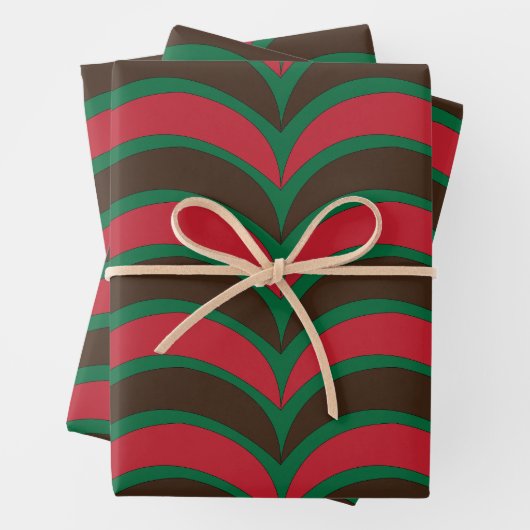 Red Brown Green Abstrakt Geometric Geschenkpapier Set (Beispiel)