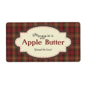 Red & Brown Kariert Apple Butter Jam Jar Labels (Vorne)