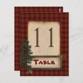 Red Brown Kariert Camping Tischnummer Postkarte (Vorne/Hinten)