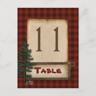 Red Brown Kariert Camping Tischnummer Postkarte