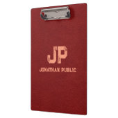 Red Brown Leather Look Distressed Name Monogram Klemmbrett (Links)