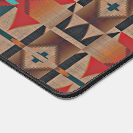 Red Brown Rust Orange Aquamarin Blue Tribal Art Mu Schreibtischunterlage (Ecke)