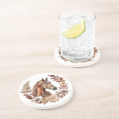 Red Brown Sorrel Pferde Herbstkranz Getränkeuntersetzer (Seite)