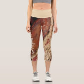Red Brown Tan Abstrakter Personalisierter Name Capri Leggings (Vorderseite)