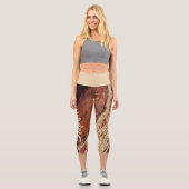 Red Brown Tan Abstrakter Personalisierter Name Capri Leggings (Vorderseite)