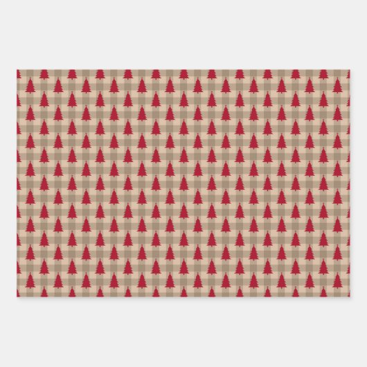 Red Brown Tan Buffalo Kariert Rustikale Weihnachte Geschenkpapier Set (Vorderseite 2)