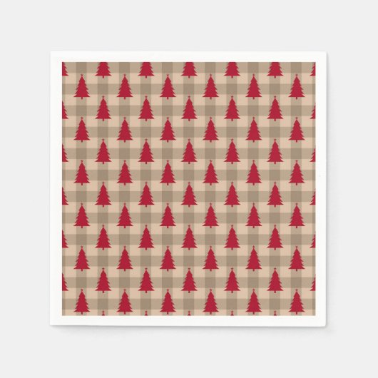 Red Brown Tan Buffalo Kariert Rustikale Weihnachte Serviette (Vorderseite)