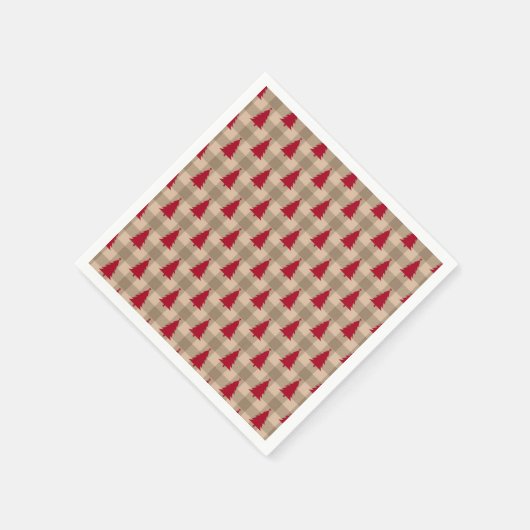 Red Brown Tan Buffalo Kariert Rustikale Weihnachte Serviette (Ecke)