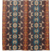 Red Brown Teal Blue Orange Tribal Art Pattern Duschvorhang (Vorderseite)