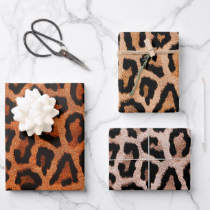 Red Brown Yellow Leopard Animal Print Geschenkpapier Set
