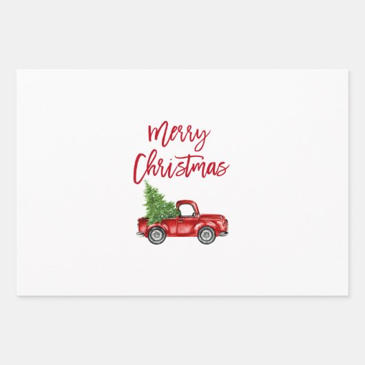 Red Brush Script Christmas Truck Geschenkpapier Set (Vorderseite 2)