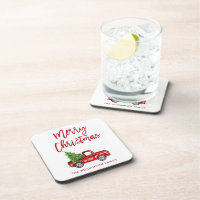 Red Brush Script Vintag Truck Weihnachtsbaum