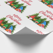 Red Brush Script Weihnachten Wasserfarben Gnomes B Geschenkpapier (Ecke)