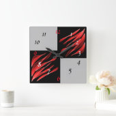 Red Brush Shades Black Pattern Quadratische Wanduhr (Zuhause)