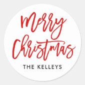 Red Brush-Skript Runder Aufkleber (Vorderseite)