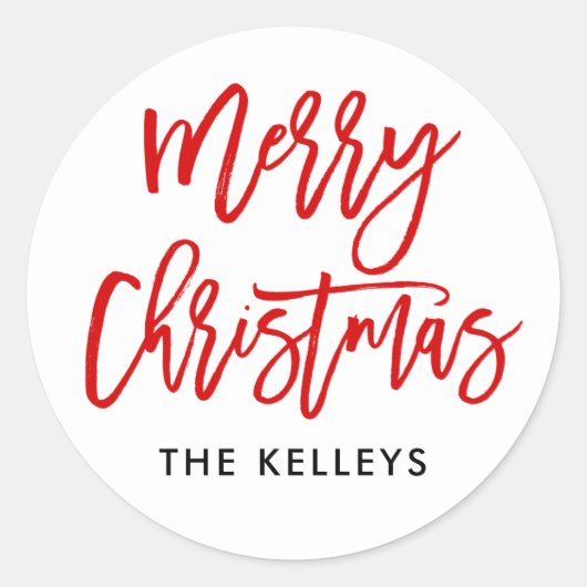 Red Brush-Skript Runder Aufkleber (Vorderseite)