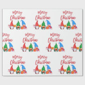 Red Brush Skript Weihnachten Wasserfarben Gnomes Geschenkpapier (Flach)