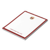 Red Brushed Gold Monogram Notepad Notizblock (Rotiert)