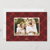 Red Brushed Kariert 3 Foto Feiertagskarte (Rückseite)