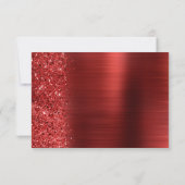 Red Brushed Metal Glitter Script Wedding RSVP Karte (Rückseite)