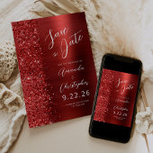 Red Brushed Metal Script Save the Date Ankündigung