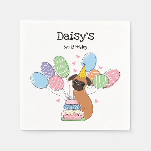Red Brussels Griffon Birthday Paper Serviette (Vorderseite)