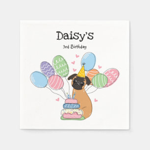 Red Brussels Griffon Birthday Paper Serviette