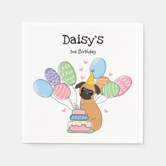 Red Brussels Griffon Birthday Paper Serviette (Vorderseite)
