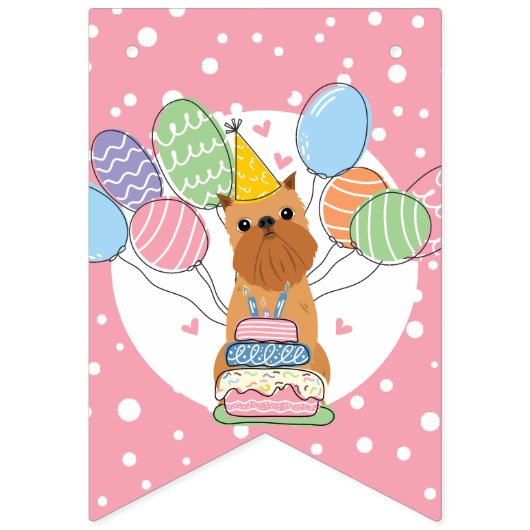 Red Brussels Griffon Croppe Oars Birthday Wimpelkette (Erste Fahne)