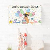 Red Brussels Griffon Dog Birthday Party Banner (Insitu)