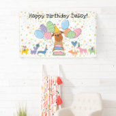 Red Brussels Griffon Dog Birthday Party Banner (Insitu)