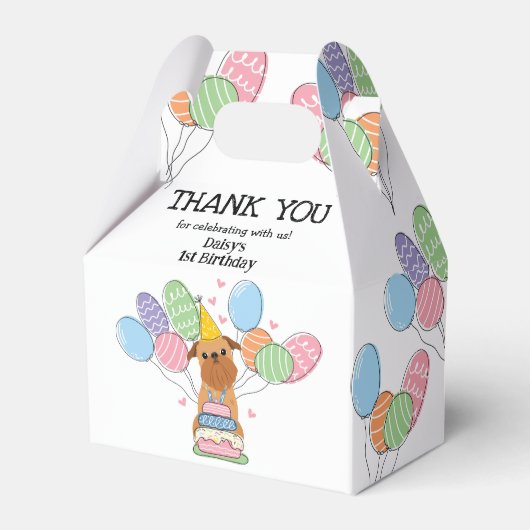 Red Brussels Griffon Dog Birthday Party Geschenkschachtel (Vorderseite)