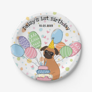 Red Brussels Griffon Dog Birthday Party Pappteller