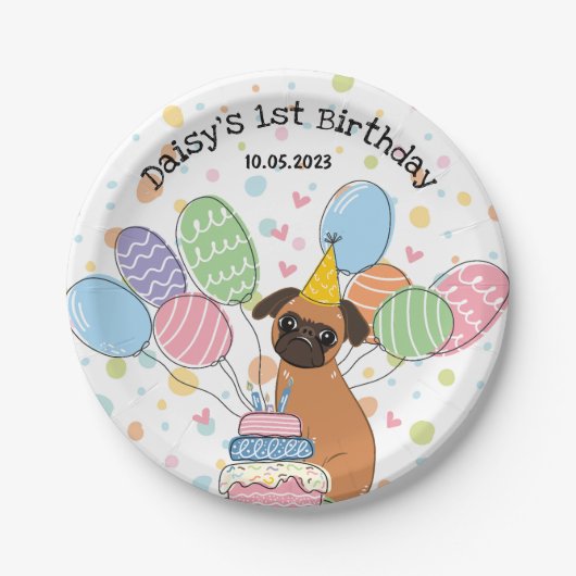 Red Brussels Griffon Dog Birthday Party Pappteller (Vorderseite)