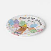 Red Brussels Griffon Dog Birthday Party Pappteller (Schrägansicht)