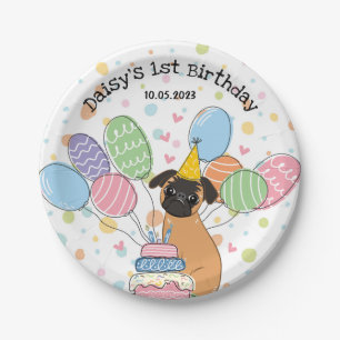 Red Brussels Griffon Dog Birthday Party Pappteller