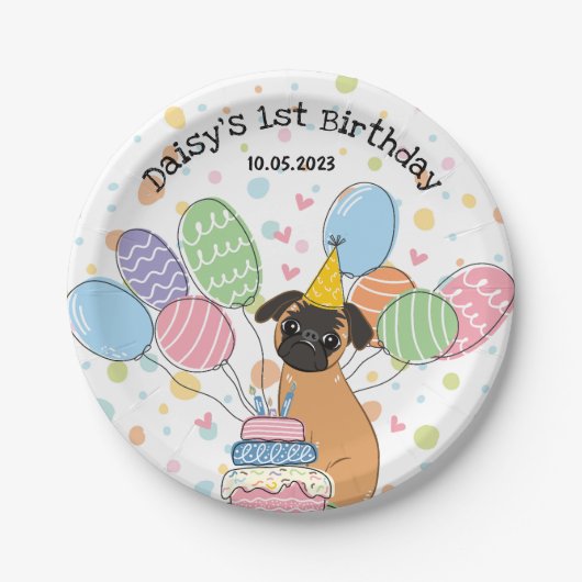 Red Brussels Griffon Dog Birthday Party Pappteller (Vorderseite)