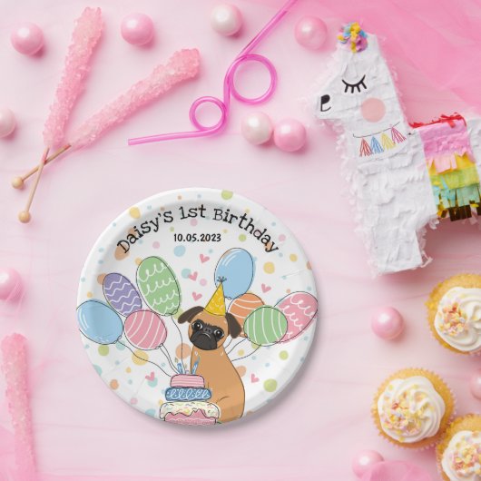 Red Brussels Griffon Dog Birthday Party Pappteller (Party)