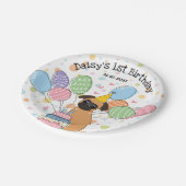 Red Brussels Griffon Dog Birthday Party Pappteller (Schrägansicht)