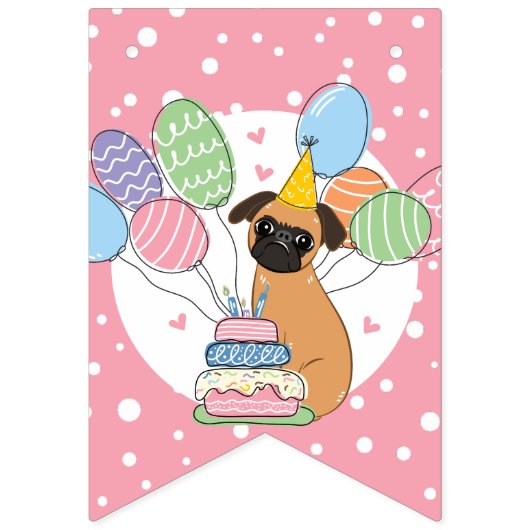 Red Brussels Griffon Dog Birthday Wimpelkette (Erste Fahne)