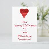 Red Bubble Heart Werden Sie mein Trauzeuge? Einladung (Stehend Vorderseite)