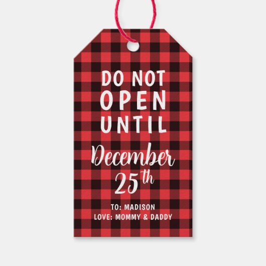 Red Buffalo bezahlt nicht bis Weihnachten geöffnet Geschenkanhänger (Vorderseite)