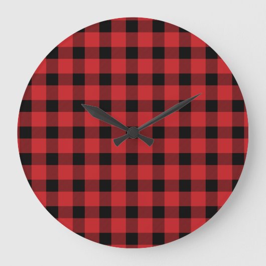 Red Buffalo Country Lumberjack Kariert Große Wanduhr (Vorderseite)