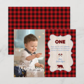 Red Buffalo Foto Boy Erstes Jahr Geburtstag Dankeskarte (Vorne/Hinten)