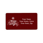 Red Buffalo Frohe Weihnachten Snowflake Monogram Adressaufkleber (Vorne)