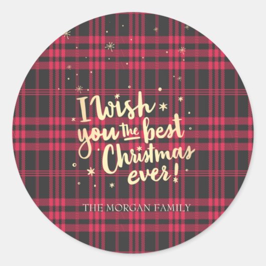 Red Buffalo Ich wünsche dir das beste Weihnachtsfe Runder Aufkleber (Vorderseite)