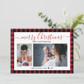 Red Buffalo Kariert 2 Foto Frohe Weihnachten (Stehend Vorderseite)