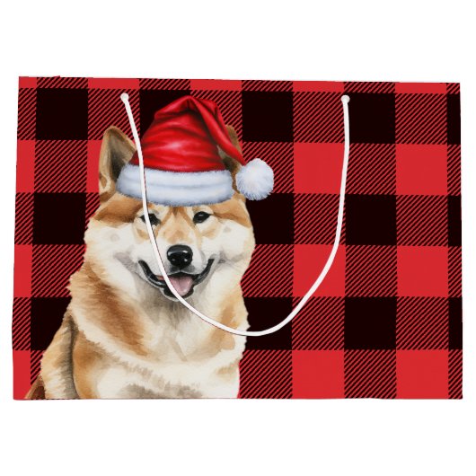Red Buffalo Kariert Akita Dog Holiday Große Geschenktüte (Rückseite)