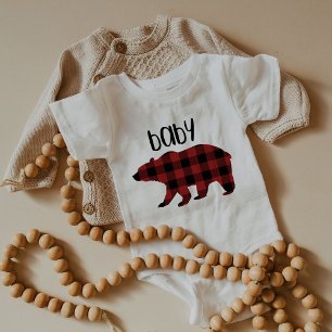 Red Buffalo Kariert Baby Bear Holiday Strampler