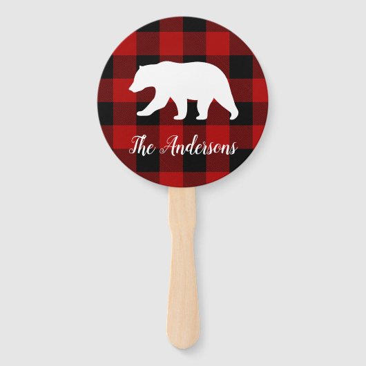 Red Buffalo Kariert & Bear | Geschenk für persönli Fächer (Vorderseite)